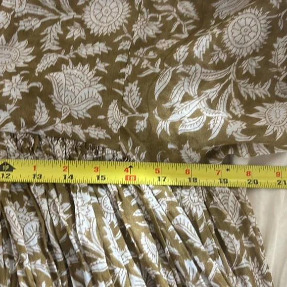 Daughters Of India Kyra Midi Dress Balloon Sleeve Olive  Green XS Cotton Boho - Picture 6 of 7